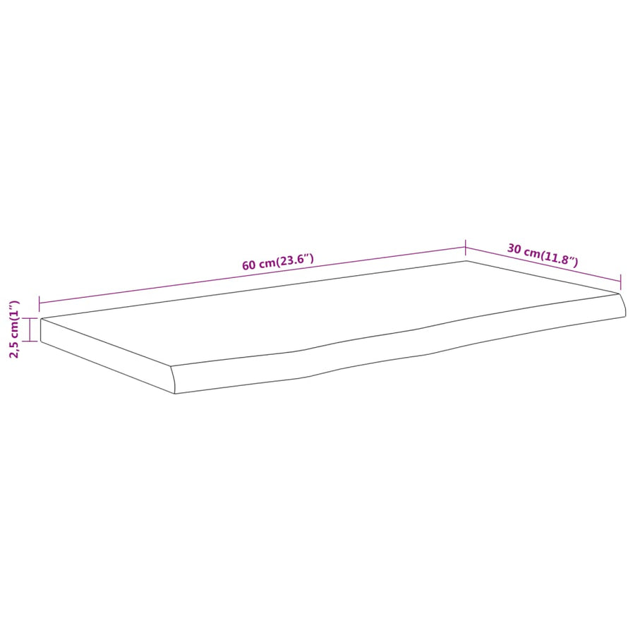 Wandschap Rechthoekig Natuurlijke Rand 60X30X2,5 Cm Acaciahout