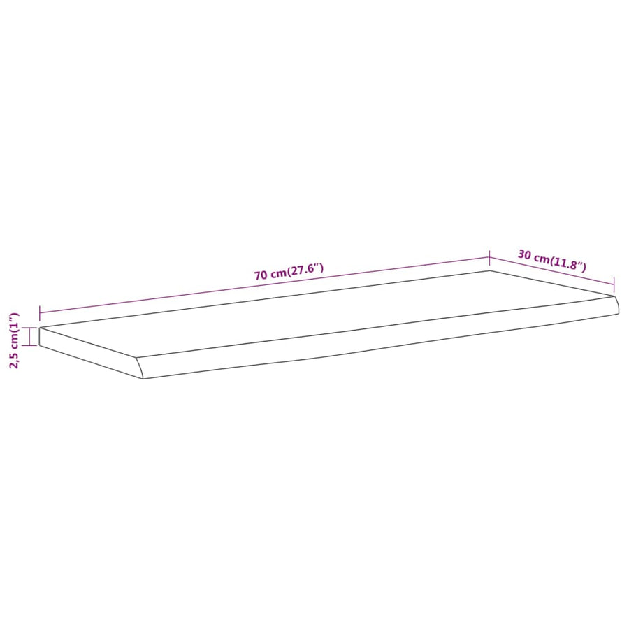 Wandschap Rechthoekig Natuurlijke Rand 70X30X2,5 Cm Acaciahout