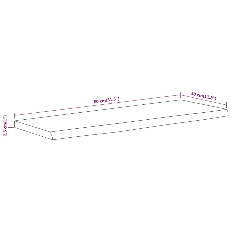Wandschap Rechthoekig Natuurlijke Rand 80X30X2,5 Cm Acaciahout
