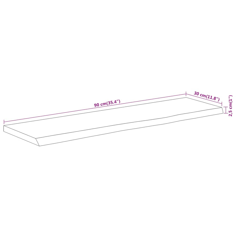 Wandschap Rechthoekig Natuurlijke Rand 90X30X2,5 Cm Acaciahout