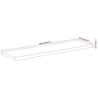 Wandschap Rechthoekig Natuurlijke Rand 100X30X2,5 Cm Acaciahout