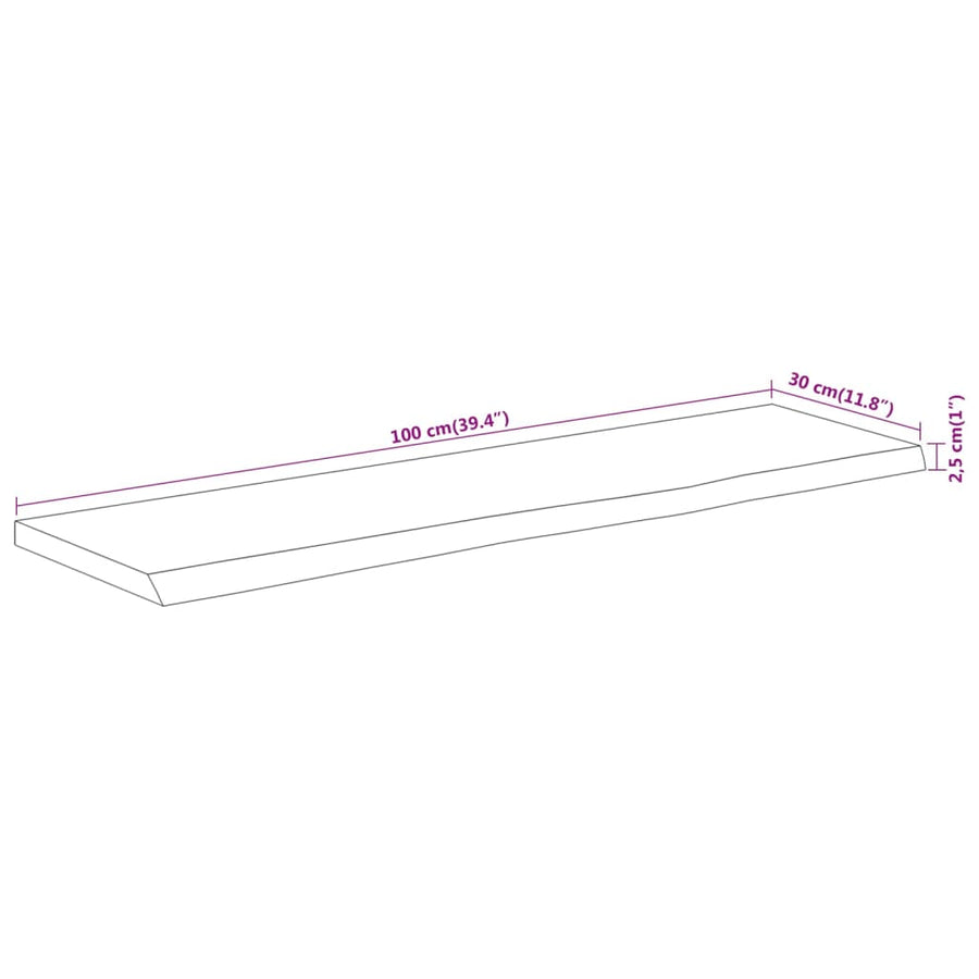 Wandschap Rechthoekig Natuurlijke Rand 100X30X2,5 Cm Acaciahout