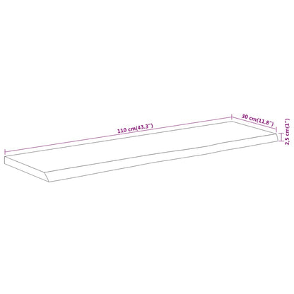 Wandschap Rechthoekig Natuurlijke Rand 110X30X2,5 Cm Acaciahout