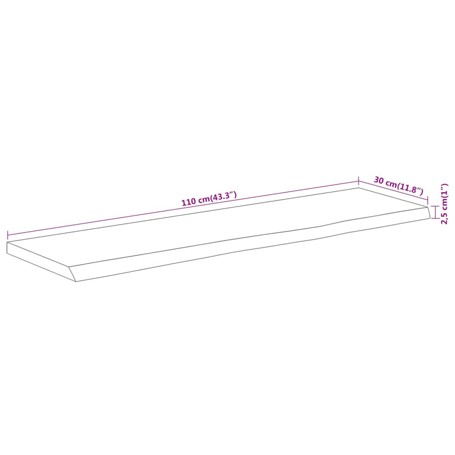 Wandschap Rechthoekig Natuurlijke Rand 110X30X2,5 Cm Acaciahout