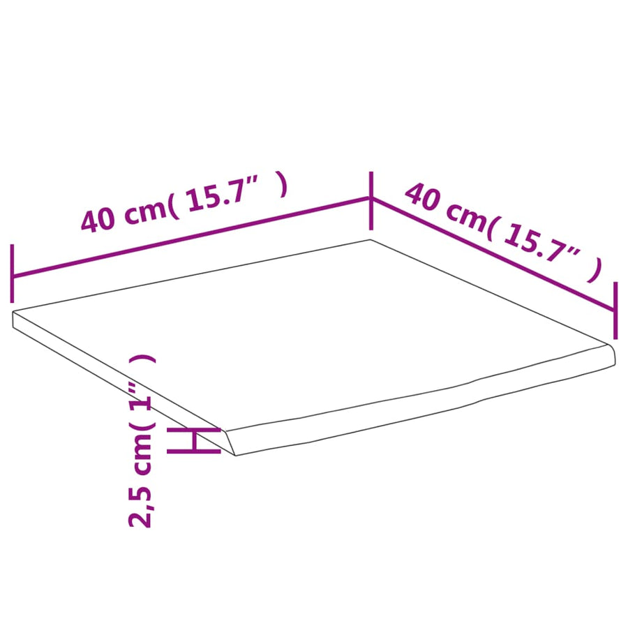 Wandschap Vierkant Natuurlijke Rand 40X40X2,5 Cm Acaciahout