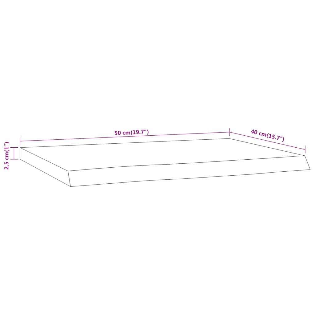 Wandschap Rechthoekig Natuurlijke Rand 50X40X2,5 Cm Acaciahout