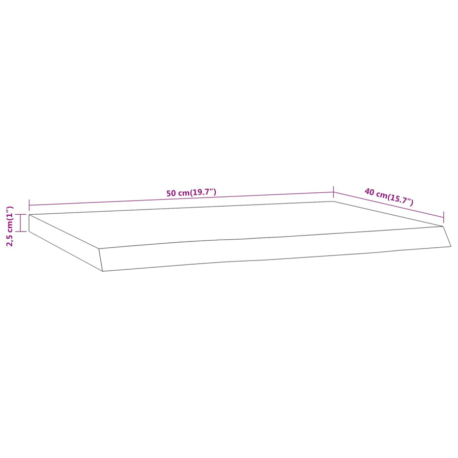 Wandschap Rechthoekig Natuurlijke Rand 50X40X2,5 Cm Acaciahout