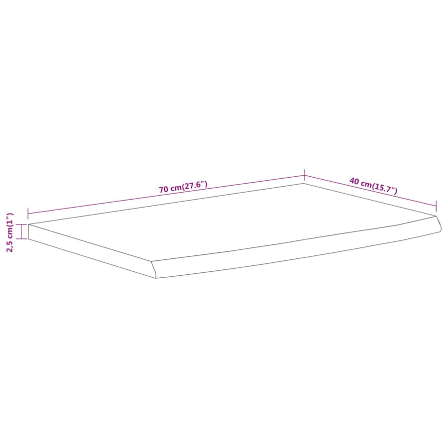 Wandschap Rechthoekig Natuurlijke Rand 70X40X2,5 Cm Acaciahout