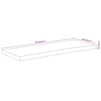 Tafelblad Rechthoekig Natuurlijke Rand 90X40X2,5 Cm Acaciahout Naturel 90 x 40 x 2.5 cm Massief acaciahout