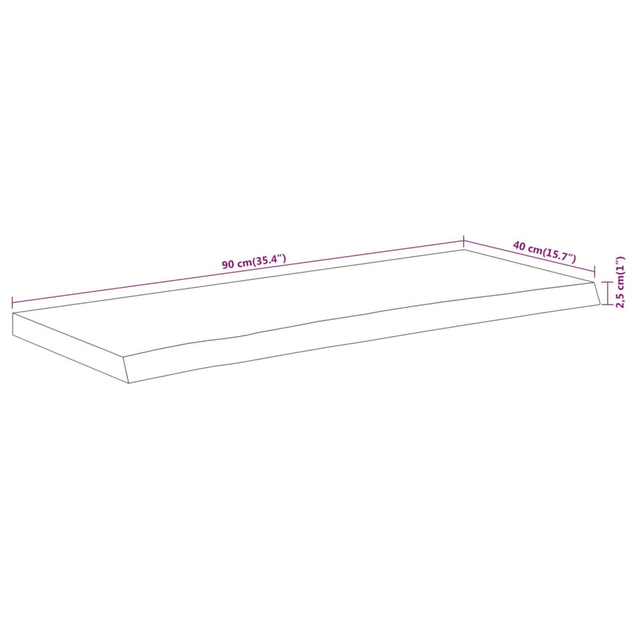 Tafelblad Rechthoekig Natuurlijke Rand 90X40X2,5 Cm Acaciahout Naturel 90 x 40 x 2.5 cm Massief acaciahout