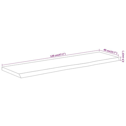 Tafelblad Rechthoekig Natuurlijke Rand 120X40X2,5 Cm Acaciahout