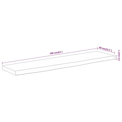 Tafelblad Rechthoekig Natuurlijke Rand 160X40X2,5 Cm Acaciahout