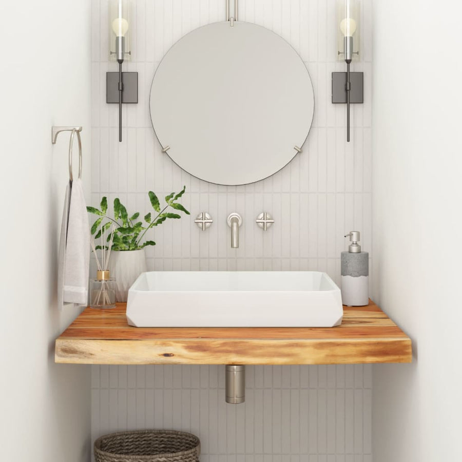 Wastafelblad Rechthoekig 80X60X2,5 Naturel 80 x 60 x 2.5 cm Massief acaciahout