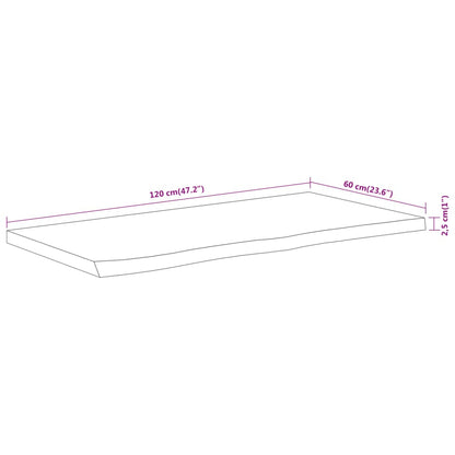 Wastafelblad Rechthoekig 120X60X2,5 Naturel 120 x 60 x 2.5 cm Massief acaciahout