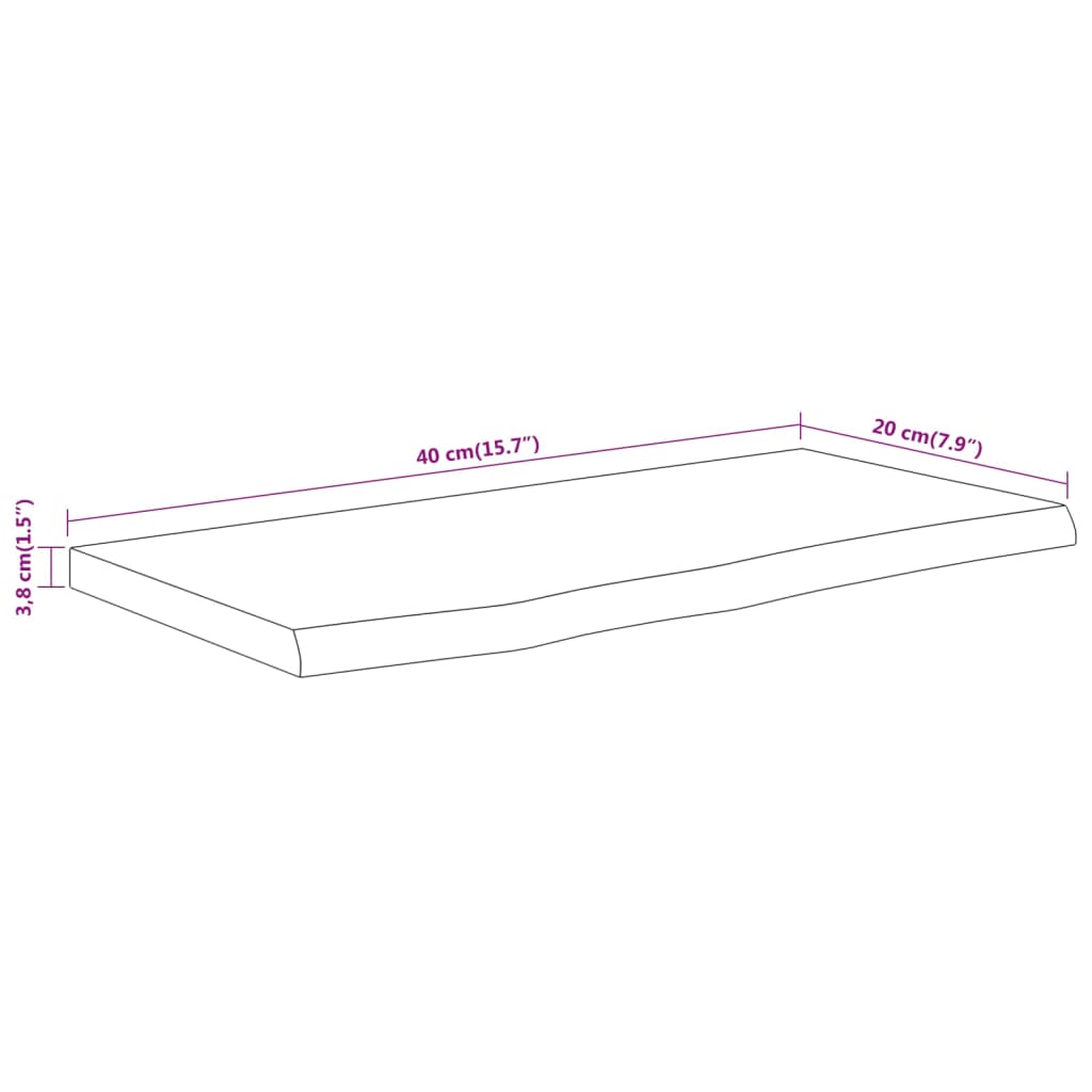 Wandschap Rechthoekig Natuurlijke Rand 40X20X3,8 Cm Acaciahout