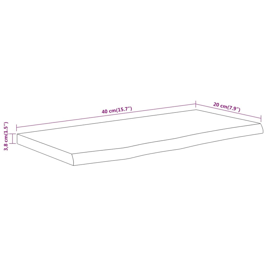 Wandschap Rechthoekig Natuurlijke Rand 40X20X3,8 Cm Acaciahout