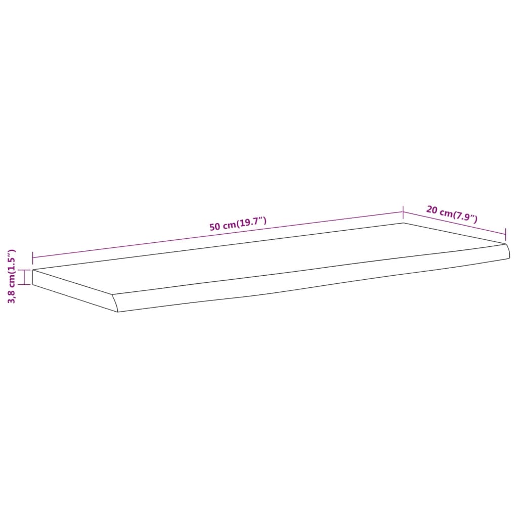 Wandschap Rechthoekig Natuurlijke Rand 50X20X3,8 Cm Acaciahout Naturel 50 x 20 x 3.8 cm Massief acaciahout