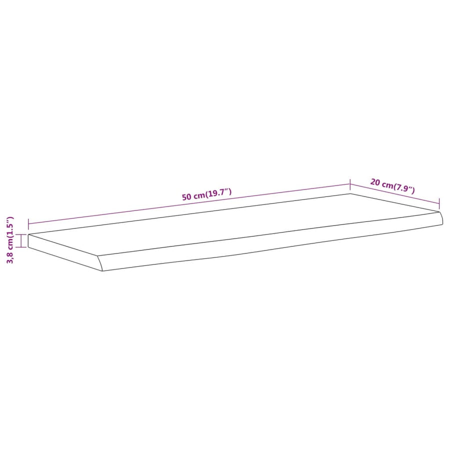 Wandschap Rechthoekig Natuurlijke Rand 50X20X3,8 Cm Acaciahout Naturel 50 x 20 x 3.8 cm Massief acaciahout