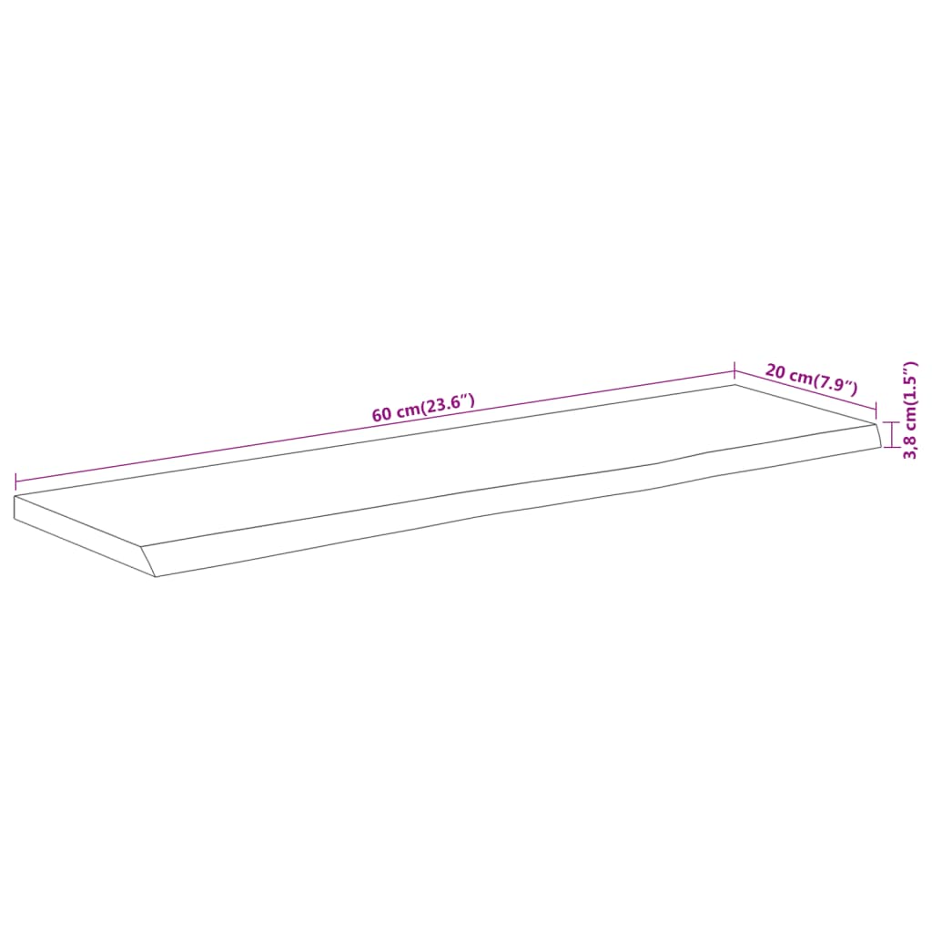 Wandschap Rechthoekig Natuurlijke Rand 60X20X3,8 Cm Acaciahout