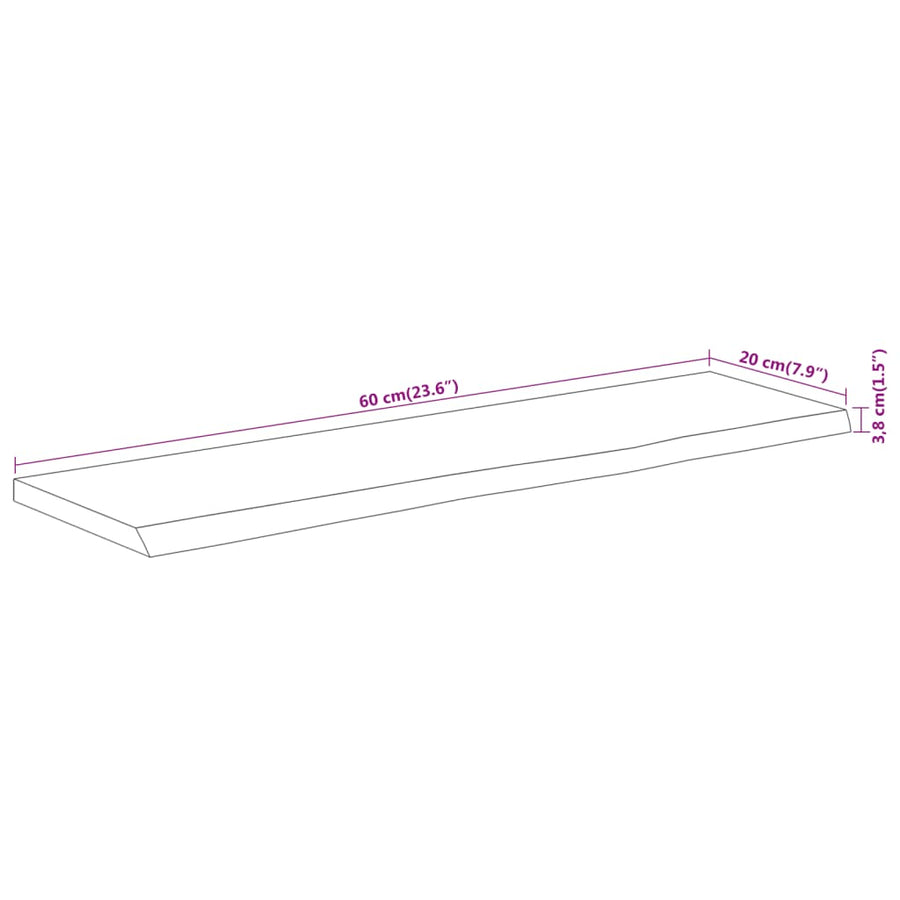 Wandschap Rechthoekig Natuurlijke Rand 60X20X3,8 Cm Acaciahout