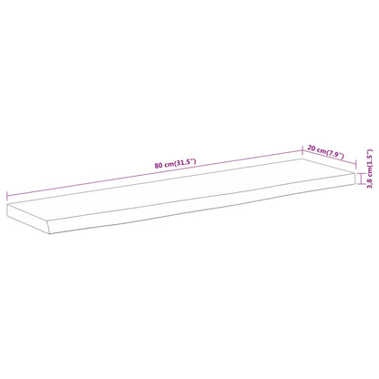Wandschap Rechthoekig Natuurlijke Rand 80X20X3,8 Cm Acaciahout