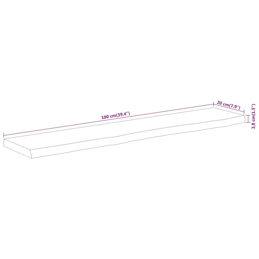 Wandschap Rechthoekig Natuurlijke Rand 100X30X3,8 Cm Acaciahout