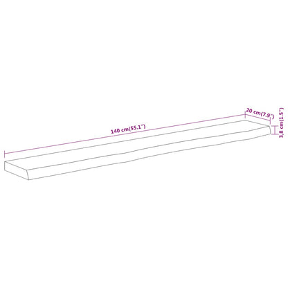 Wandschap Rechthoekig Natuurlijke Rand 140X20X3,8 Cm Acaciahout