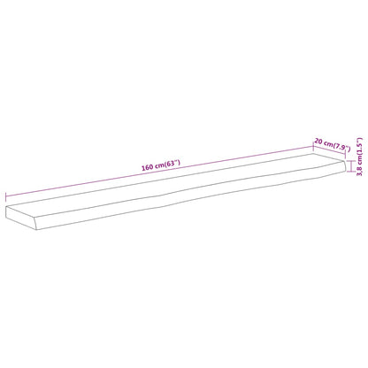 Wandschap Rechthoekig Natuurlijke Rand 160X20X3,8 Cm Acaciahout