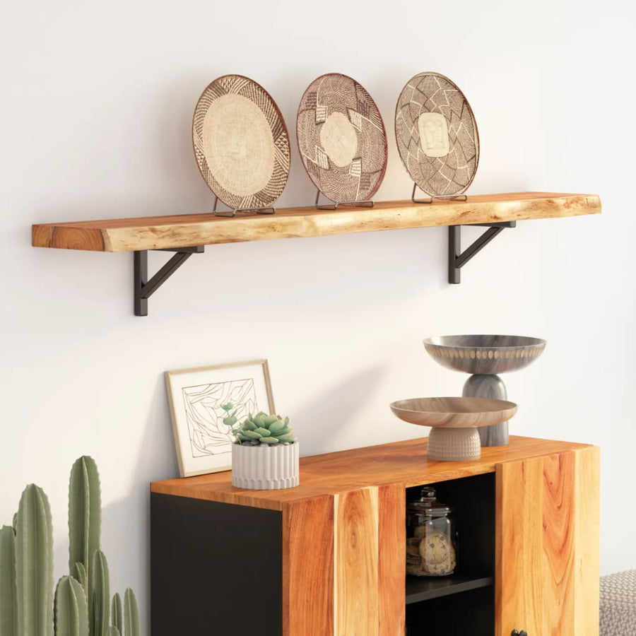 Wandschap Rechthoekig Natuurlijke Rand 160X20X3,8 Cm Acaciahout