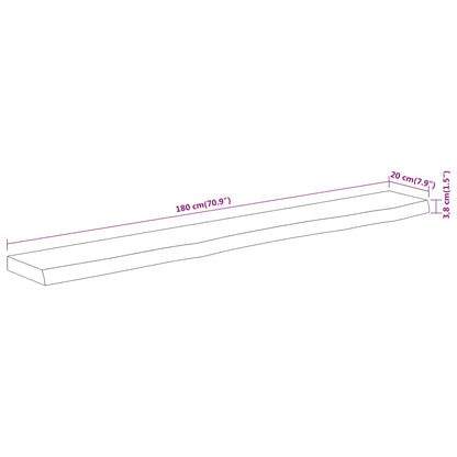 Wandschap Rechthoekig Natuurlijke Rand 180X20X3,8 Cm Acaciahout