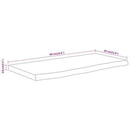 Wandschap Rechthoekig Natuurlijke Rand 60X30X3,8 Cm Acaciahout Naturel 60 x 30 x 3.8 cm Massief acaciahout