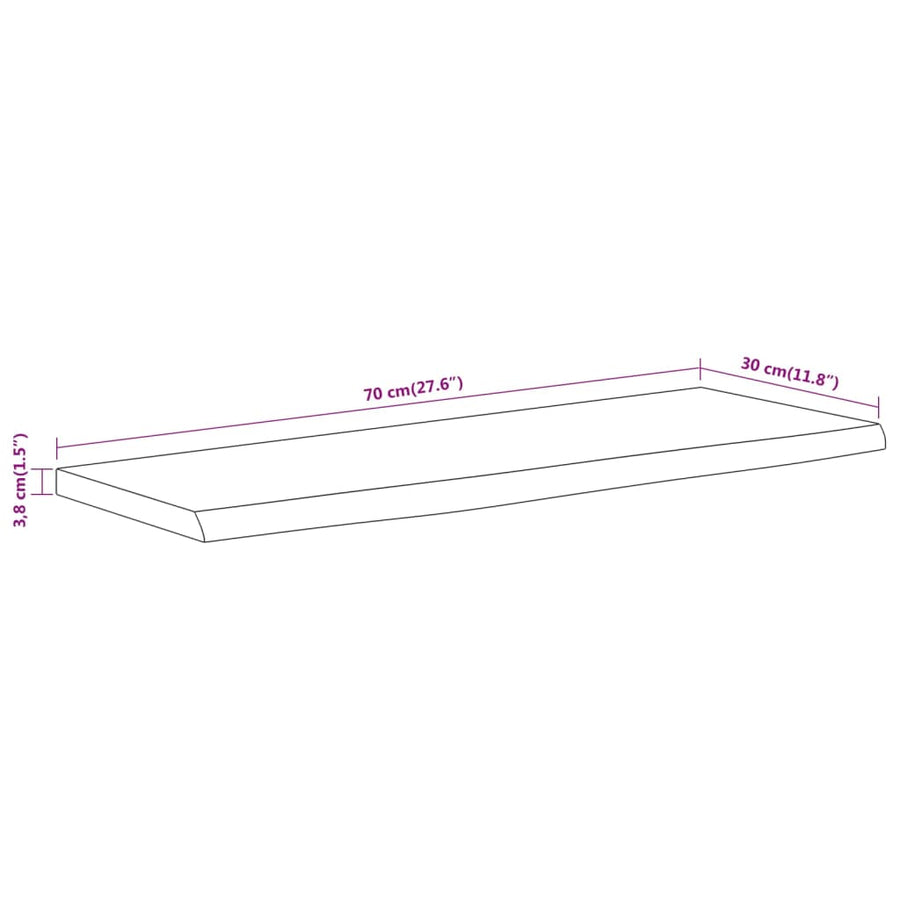 Wandschap Rechthoekig Natuurlijke Rand 70X30X3,8 Cm Acaciahout