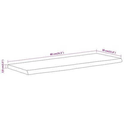 Wandschap Rechthoekig Natuurlijke Rand 80X30X3,8 Cm Acaciahout Naturel 80 x 30 x 3.8 cm Massief acaciahout