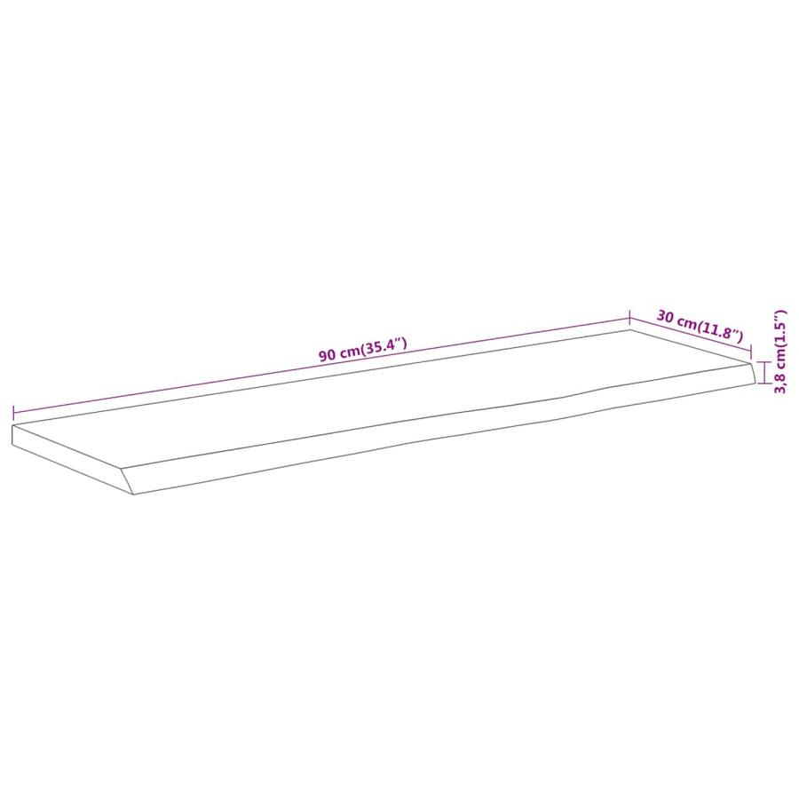 Wandschap Rechthoekig Natuurlijke Rand 90X30X3,8 Cm Acaciahout