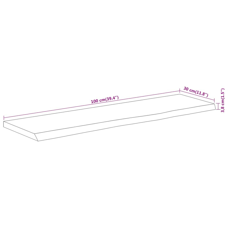 Wandschap Rechthoekig Natuurlijke Rand 100X30X3,8 Cm Acaciahout