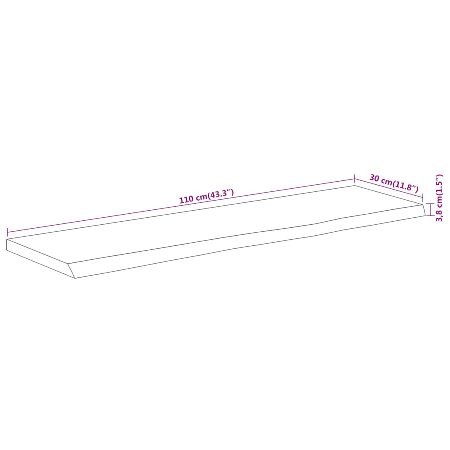 Wandschap Rechthoekig Natuurlijke Rand 110X30X3,8 Cm Acaciahout
