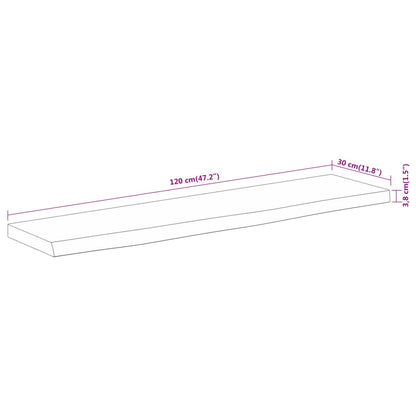 Wandschap Rechthoekig Natuurlijke Rand 120X30X3,8 Cm Acaciahout