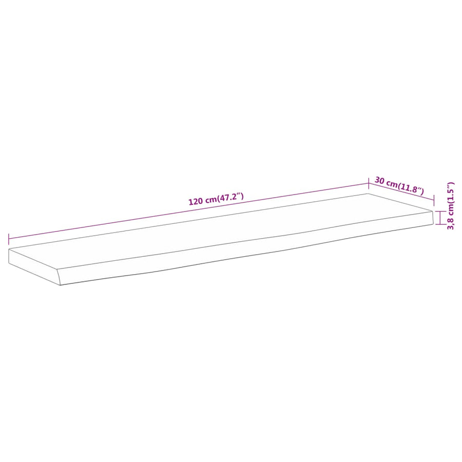 Wandschap Rechthoekig Natuurlijke Rand 120X30X3,8 Cm Acaciahout