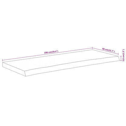 Tafelblad Rechthoekig Natuurlijke Rand 100X40X3,8 Cm Acaciahout