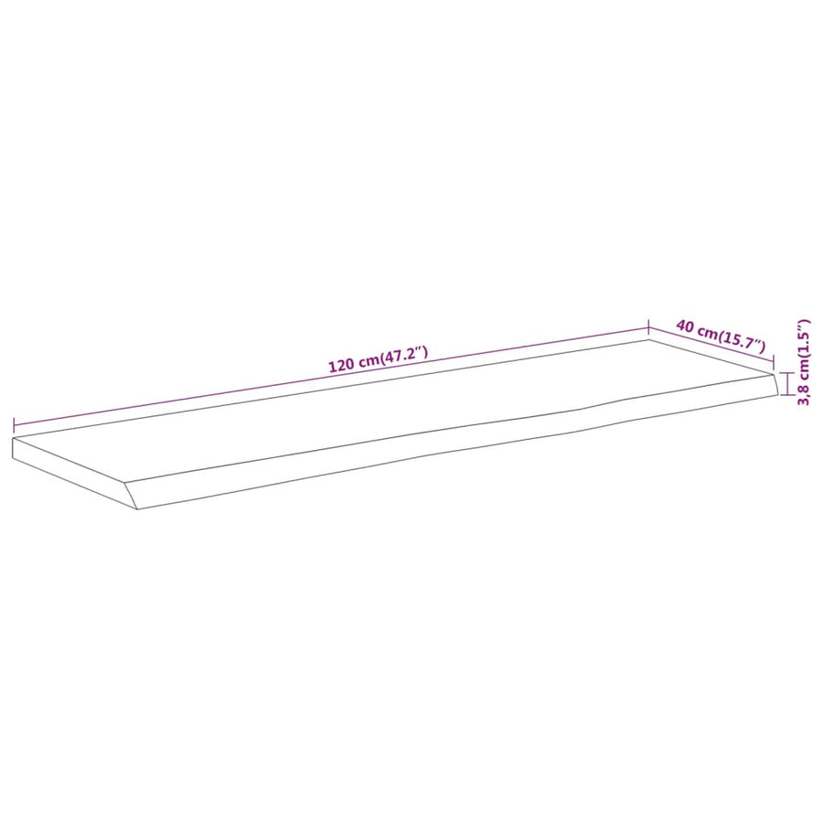 Tafelblad Rechthoekig Natuurlijke Rand 120X40X3,8 Cm Acaciahout