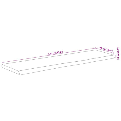 Tafelblad Rechthoekig Natuurlijke Rand 140X40X3,8 Cm Acaciahout Naturel 140 x 40 x 3.8 cm Massief acaciahout