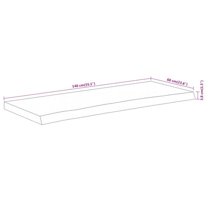 Wastafelblad Rechthoekig 140X60X3,8 Naturel 140 x 60 x 3.8 cm Massief acaciahout