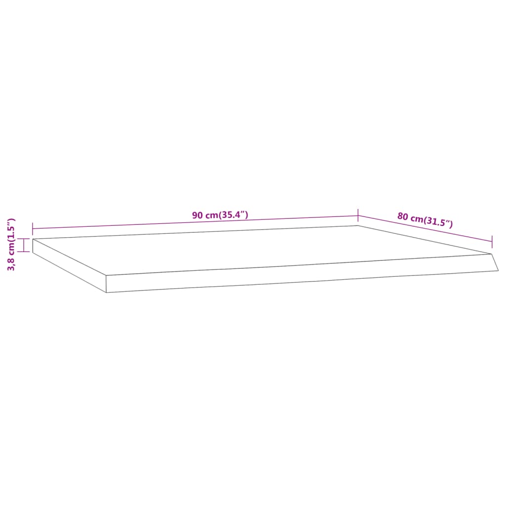 Bureaublad Rechthoekig Natuurlijke Rand 90X80X3,8 Cm Acaciahout