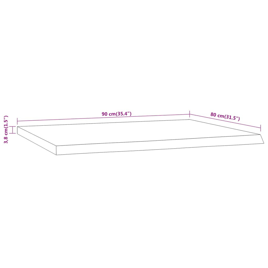 Bureaublad Rechthoekig Natuurlijke Rand 90X80X3,8 Cm Acaciahout