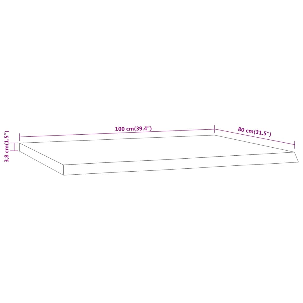 Bureaublad Rechthoek Natuurlijke Rand 100X80X3,8 Cm Acaciahout