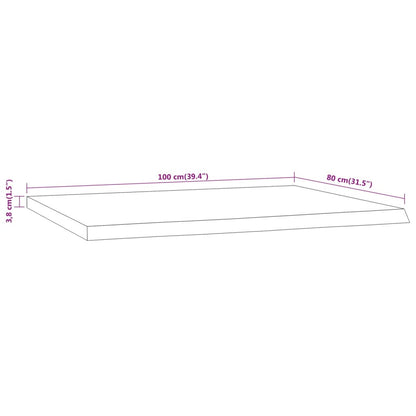 Bureaublad Rechthoek Natuurlijke Rand 100X80X3,8 Cm Acaciahout