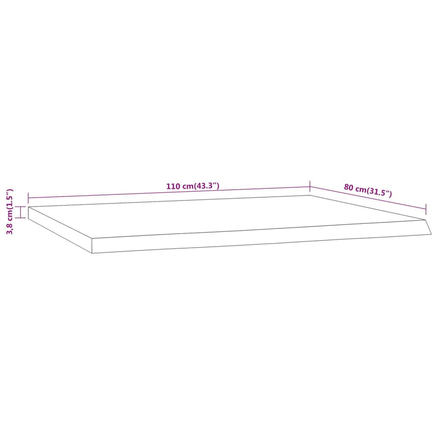 Bureaublad Rechthoek Natuurlijke Rand 110X80X3,8 Cm Acaciahout