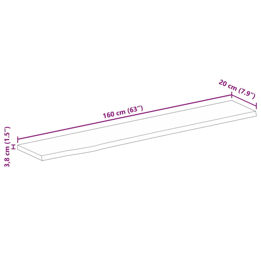 Tafelblad Met Natuurlijke Rand 160X20X3,8 Cm Naturel 160 x 20 x 3.8 cm