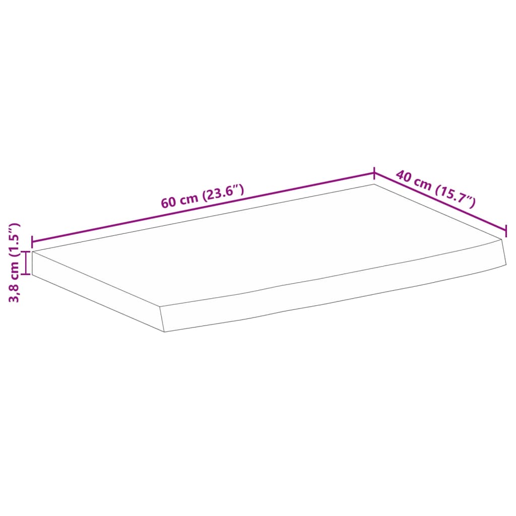 Tafelblad Met Natuurlijke Rand 60X40X3,8 Cm Naturel 60 x 40 x 3.8 cm