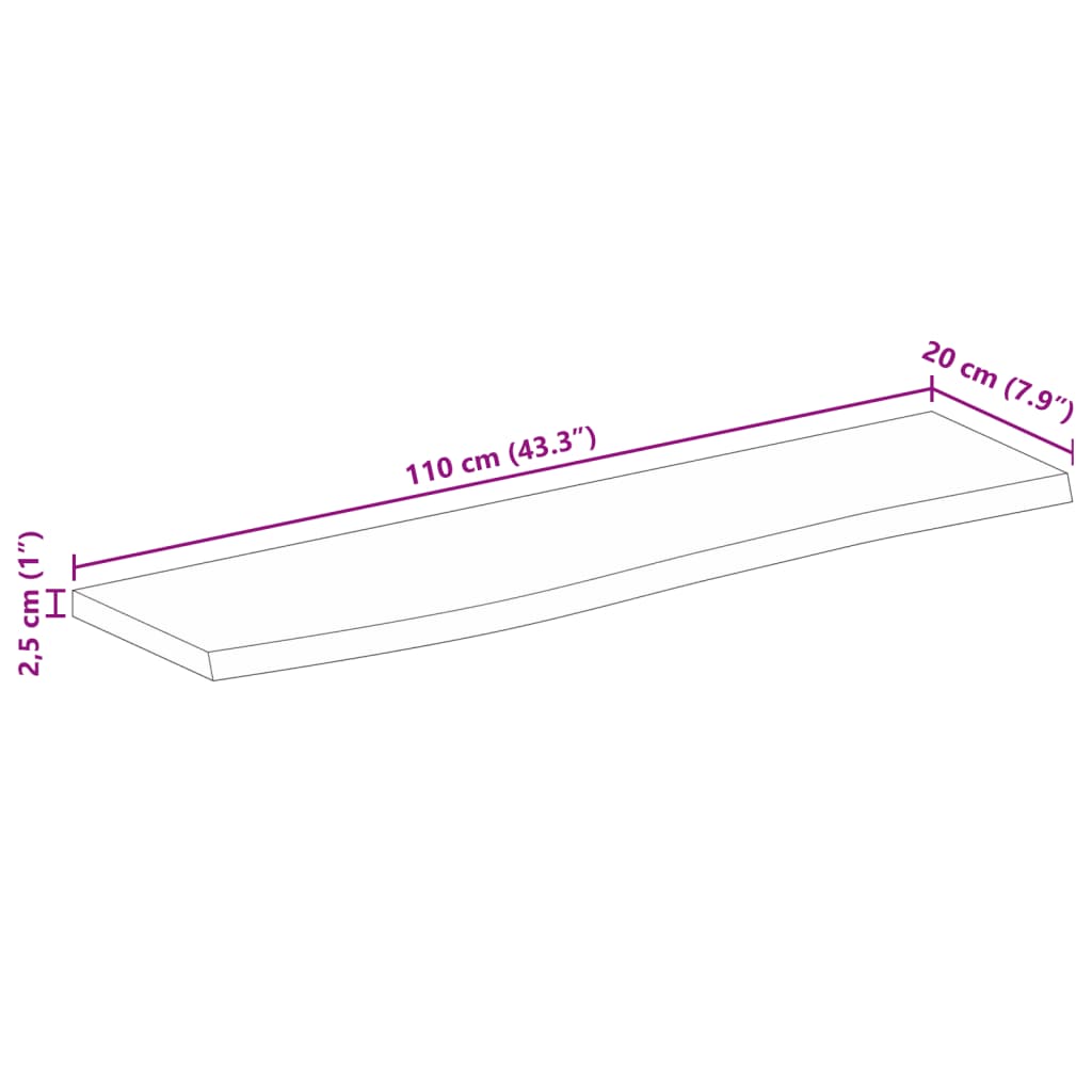 Tafelblad Met Natuurlijke Rand 110X20X2,5 Cm Eikenhouten Afwerking 110 x 20 x 2.5 cm